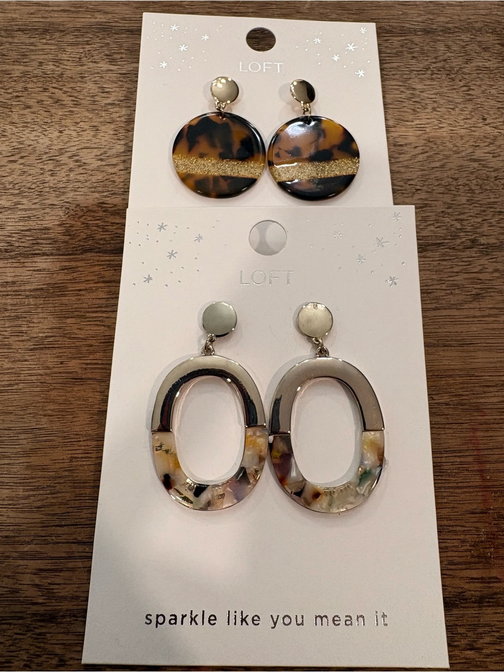 Loft Gold Multi Color Earrings NWT Set OF 2